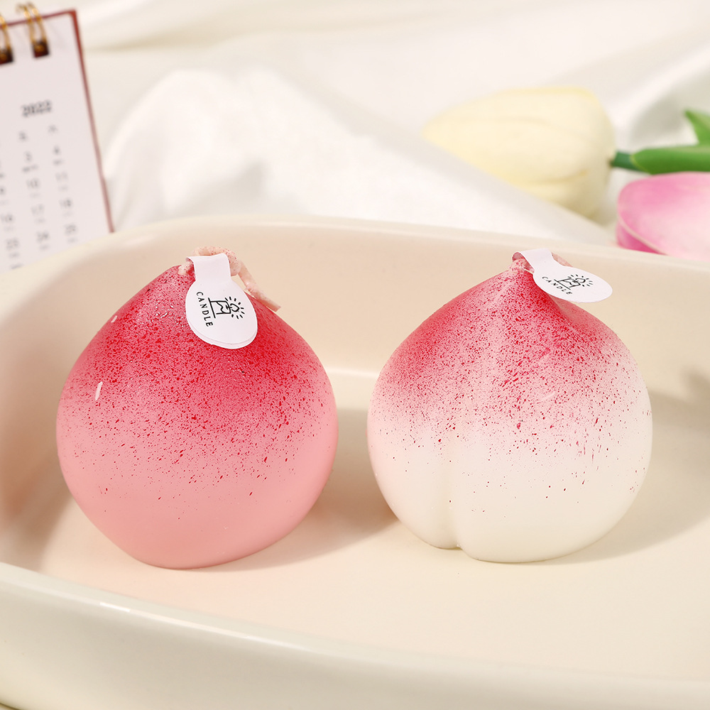 桃子造型香薰蜡烛/家用创意仿真水果香氛伴手礼/蜡烛摆件